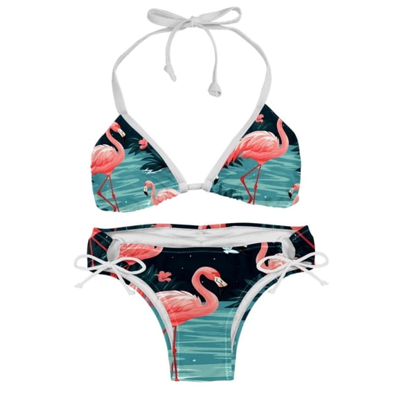 Flamingo Tropical Rainforest Detachable Sponge Adjustable Strap Bikini Set Two-Pack Swimsuits Swimming Suits Applicable Scenes