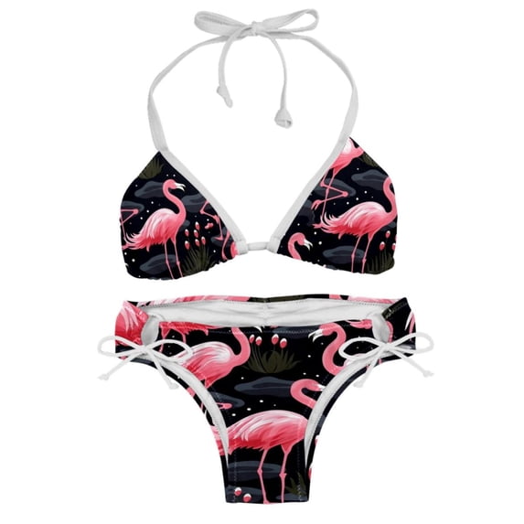Flamingo Tropical Rainforest Detachable Sponge Adjustable Strap Bikini Set Two-Pack Swimsuits for All Occasions