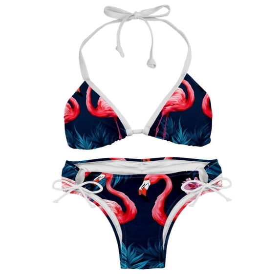 Flamingo Tropical Rainforest Detachable Sponge Adjustable Strap Bikini Set Two-Pack for Any Summer Scene