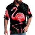 thumbnail image 1 of Flamingo Tropical Rainforest Men's Casual Hawaiian Shirts, Printed Button Down Short Sleeve Summer Beach Tops with Spread Collar - Unisex, 1 of 6