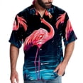 thumbnail image 1 of Flamingo Tropical Rainforest Men's Hawaiian Print Casual Button Down Short Sleeve Summer Beach Shirt - Unisex, 1 of 6