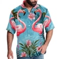 thumbnail image 1 of Flamingo Tropical Rainforest Men's Hawaiian Short Sleeve Printed Button Down Poplin Casual Summer Beach Shirt, Unisex, 1 of 6