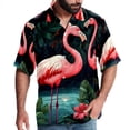 thumbnail image 1 of Flamingo Tropical Rainforest Men's Short Sleeve Beach Shirts Hawaiian Button Down Casual Summer Printed Unisex Top, 1 of 6