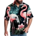 thumbnail image 1 of Flamingo Tropical Rainforest Men's Short Sleeve Button Down Casual Beach Printed Shirts, 1 of 6