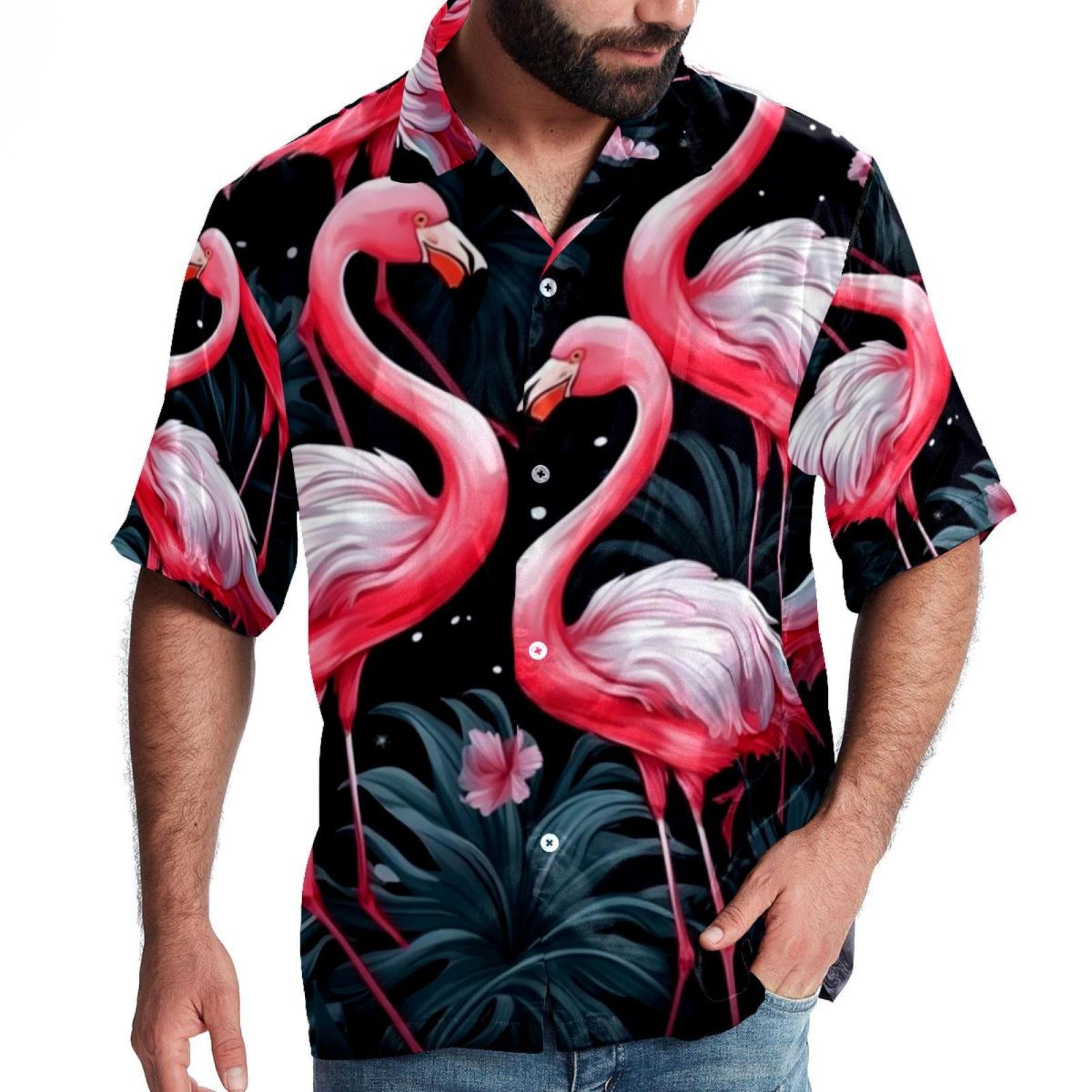 Tropical Flamingo Hawaiian Print Men's Low Top Shoes