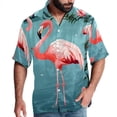 thumbnail image 1 of Flamingo Tropical Rainforest Men's Short Sleeve Poplin Shirt, Casual Printed Beach Button Down Summer Unisex Shirts, 1 of 6