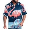 thumbnail image 1 of Flamingo Tropical Rainforest Men's Short Sleeve Poplin Shirts with Spread Collar Tops, Casual Printed Button Down Short Summer Beach Shirts for Men and Women, 1 of 6