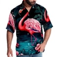 thumbnail image 1 of Flamingo Tropical Rainforest Men's Short Sleeve Printed Poplin Beach Shirts with Spread Collar - Casual Button Down Summer Tops for Unisex, 1 of 6