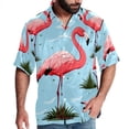 thumbnail image 1 of Flamingo Tropical Rainforest Men's Short Sleeve Spread Collar Beach Shirts Casual Printed Button Down Unisex Summer Tops, 1 of 6