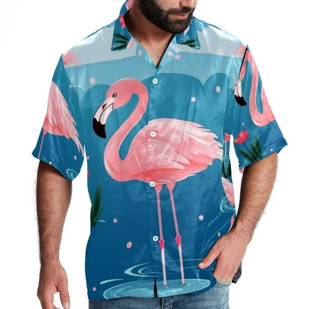Flamingo Vibes: Tropical Elegance in Boys' Light Blue Shirts