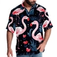 thumbnail image 1 of Flamingo Tropical Rainforest Men's Short Sleeve Spread Collar Tops, Casual Button Down Shirts, Printed Summer Beach Shirts, Unisex, 1 of 6