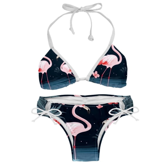 Flamingo Tropical Rainforest Stylish Bikini Set with Detachable Sponge & Adjustable Strap, 2-Pack One-Piece Swimsuits for All Scenes
