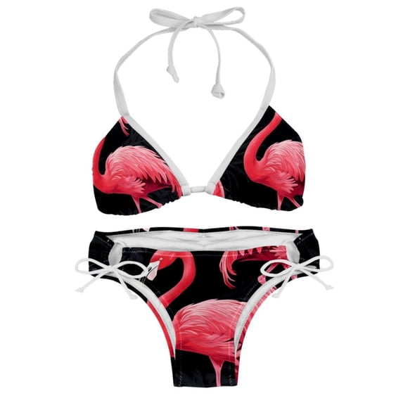 Flamingo Tropical Rainforest Swim Suit Bikini Set with Detachable Sponge & Adjustable Strap, Two-Pack - Ideal for Beach & Pool Parties!