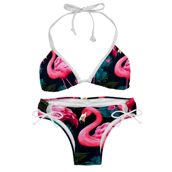 Flamingo Tropical Rainforest Swimsuit Women Bikinis: Detachable Sponge Adjustable Strap Bikini Set - Two-Pack, Beach & Pool Ready