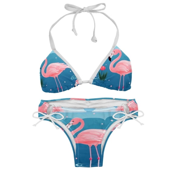 Flamingo Tropical Rainforest Women's Bikini Set with Detachable Sponge, Adjustable Strap, Two-Pack, Swim Suit, One-Piece Swimsuits, Ideal for Beach and Pool Parties