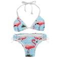 thumbnail image 1 of Flamingo Tropical Rainforest Women's Bikini Set with Detachable Sponge, Adjustable Strap | 2-Pack, Beachwear, Poolside, Swimsuit., 1 of 6