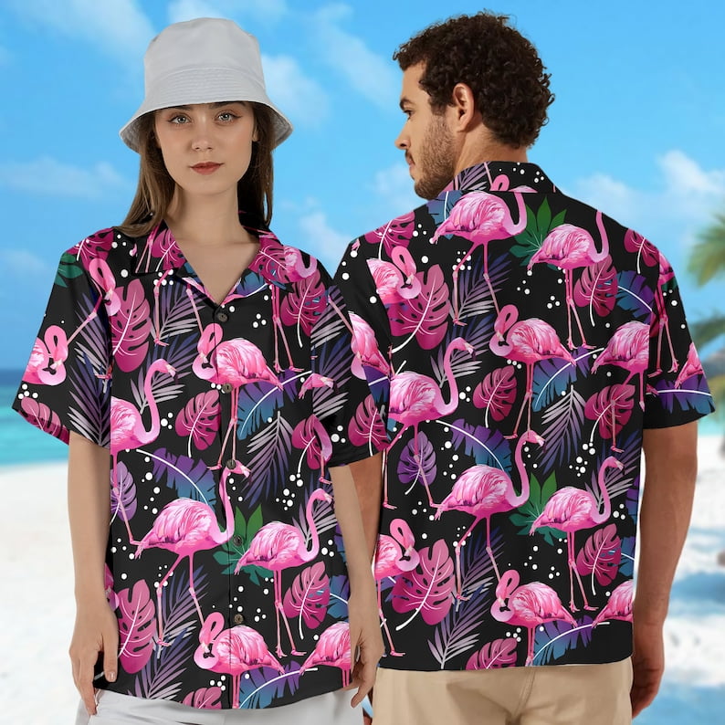 Regular Fit Long Sleeve Shirt - Tropical Flamingo