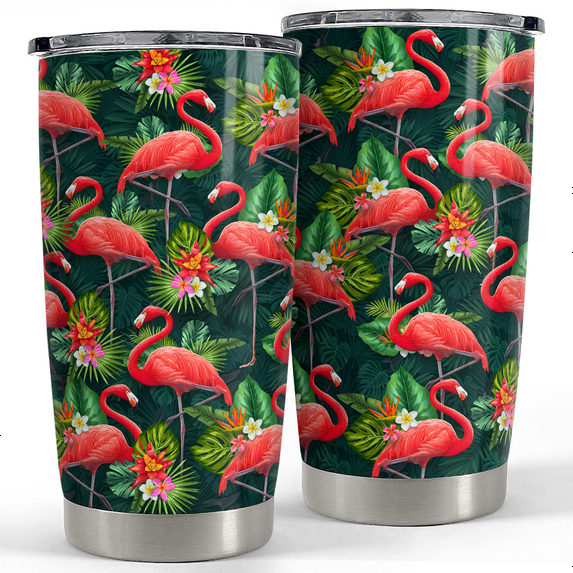Flamingo Tumbler 20oz Stainless Steel Double Wall Vacuum Insulated Tumblers Coffee Travel Mug Cup with Lid Gifts for Women Girls Teen Birthday Christmas Presents