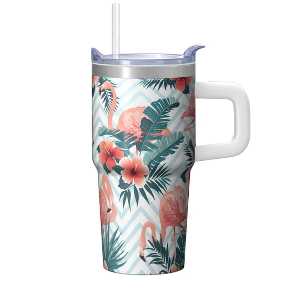 Flamingo Tumbler with Handle 20OZ BPA Free Coffee Mug Perfect Gifts for Women Flamingo Lovers Suitable for Birthday Christmas Occasions Commute Trips