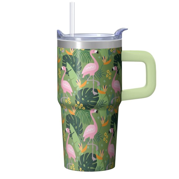 Flamingo Tumbler with Handle 20OZ Insulated Travel Cup Gifts for Women Flamingo Lovers Perfect for Birthday Christmas Presents Daily Use Picnics