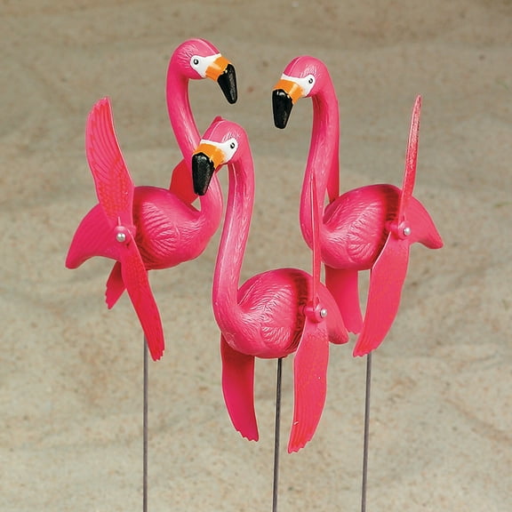 Flamingo Twirling Yard Stakes (6Pc) - Home Decor - 6 Pieces