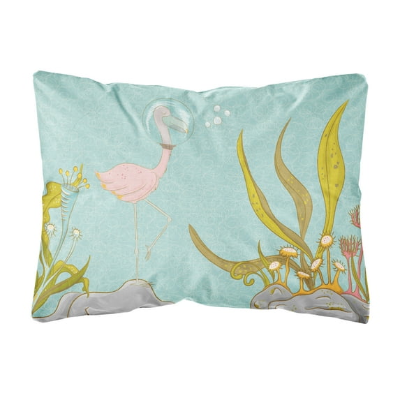 Flamingo Underwater #2 Canvas Fabric Decorative Pillow