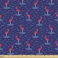 thumbnail image 1 of Ambesonne Flamingo Fabric by the Yard Upholstery, Wavy Lake Birds, 10 Yards, Violet Blue Dark Coral, 1 of 4