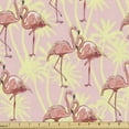 thumbnail image 1 of Ambesonne Flamingo Fabric by the Yard Upholstery, Exotic Leaves and Animals, 3 Yards, Yellow Pink, 1 of 5