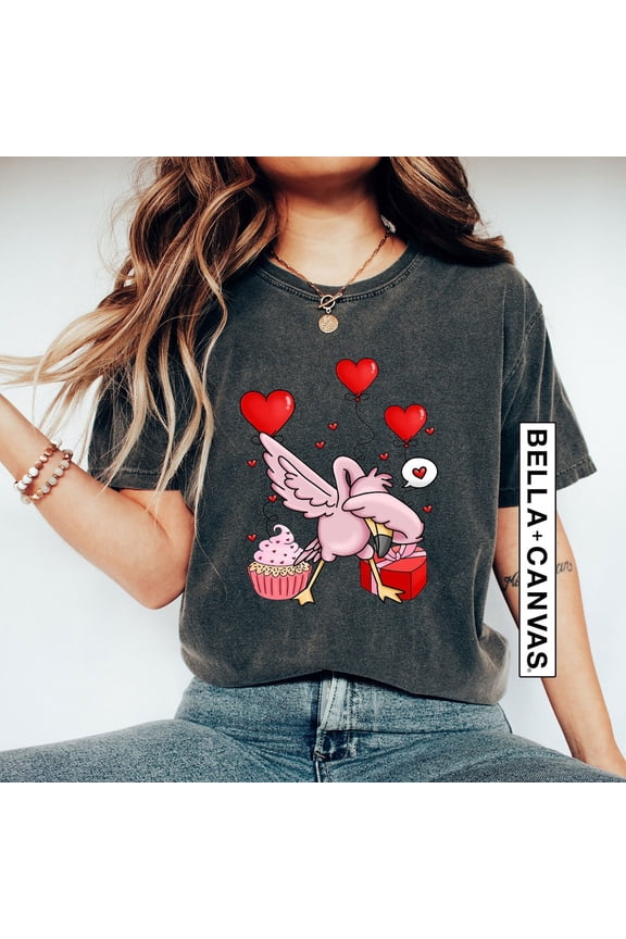 Flamingo Valentines Day T-Shirt, Flamingo Lover Shirt, Cute Valentine Heart Shirt, Flamingo Lovers Gift, Cute Flamingo Dabbing T-Shirt Sweatshirt All Size S-5XL