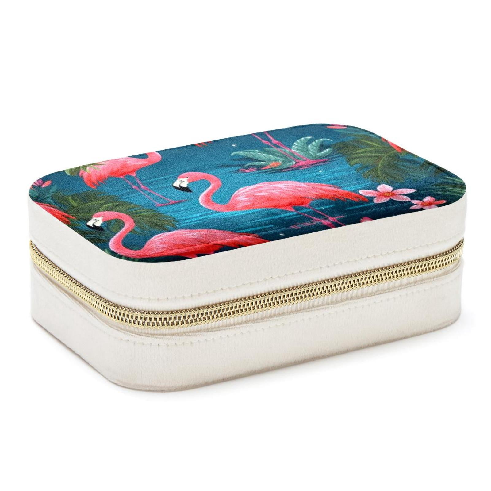 Flamingo Velvet Portable Decorative Box with Removable Compartment ...