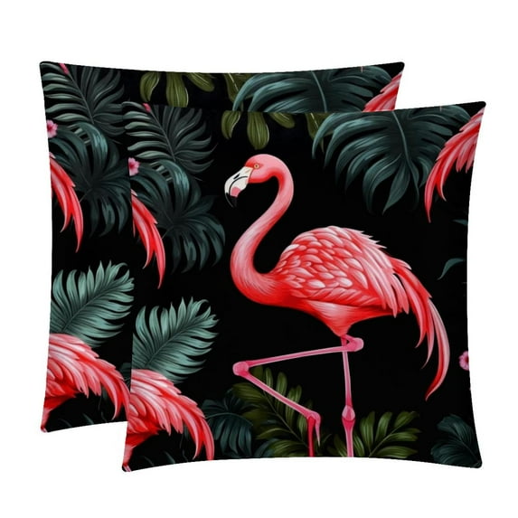 Flamingo Velvet Throw Covers Pillow Inserts - Set of 2 Decorative Pillows with Unique Patterns for Home Decor, Couch, Bed - 16x16, 18x18, 20x20 Inches - Soft & Cozy Cushion Inserts