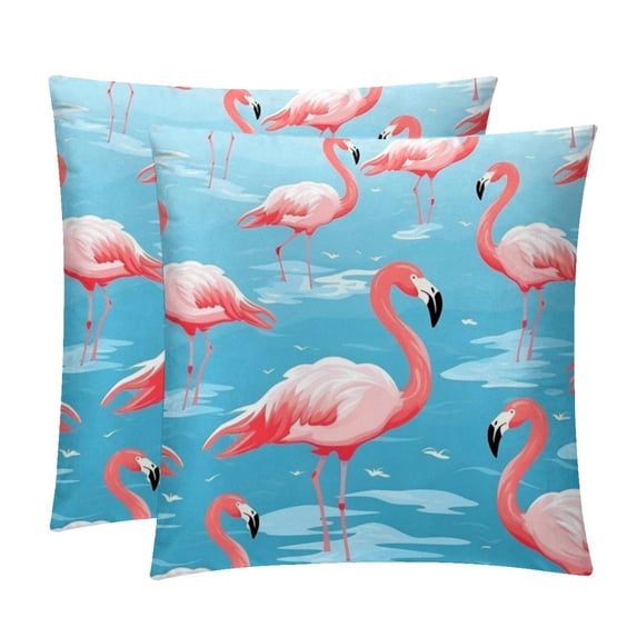 Flamingo Velvet Throw Pillow Covers Set of 2 with Unique Patterns for Bed, Chair Pillow Covers - Available in 16x16, 18x18, 20x20 Inchesfor Various Occasions
