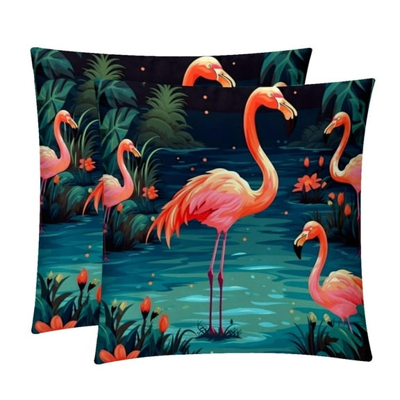 Flamingo Velvet Throw Pillow Inserts with Unique Patterns - Set of 2 - 16x16, 18x18, 20x20 inches for Throw Pillow Covers - Various Occasions