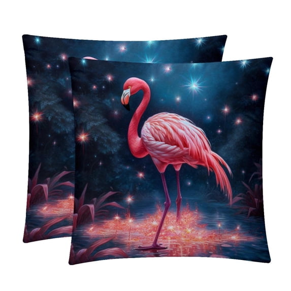 Flamingo Velvet Throw Pillows Set of 2 - Decorative Pillows with Unique Patterns for Sofa Couch Bed - Pillow Covers - Available in 16x16, 18x18, 20x20 Inches