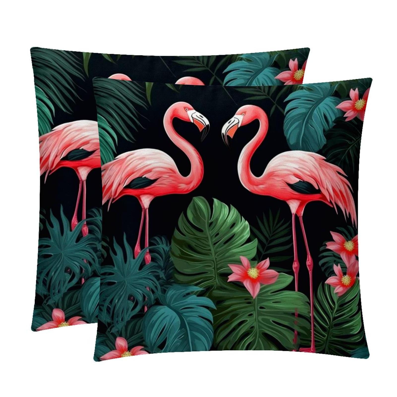 Flamingo Velvety Bed Pillow Inserts with Unique Patterns Set of 2