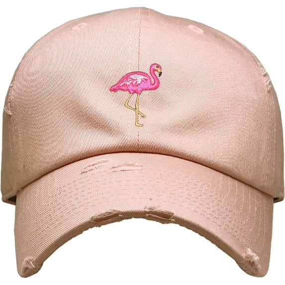 Flamingo Vintage Distressed Dad Hat Cotton Adjustable Baseball Cap