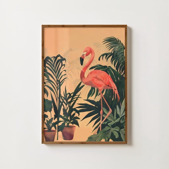 Flamingo Vintage Flamingo Botanical Flamingo Exotic Bird Tropical Flamingo Gallery Wall Art Unframed Paper Print