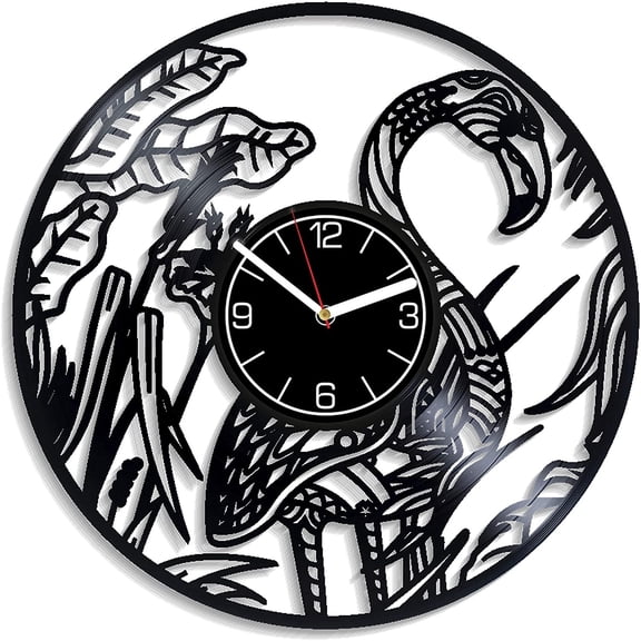Flamingo Vinyl Record Wall Clock Nature Decoration 12 inch Wall Clock Bird Art Birthday Gift For Woman Flamingo Wall Art Nature Wall Clock Exclusive Flamingo Vinyl Clock Bird Xmas Gift For Her