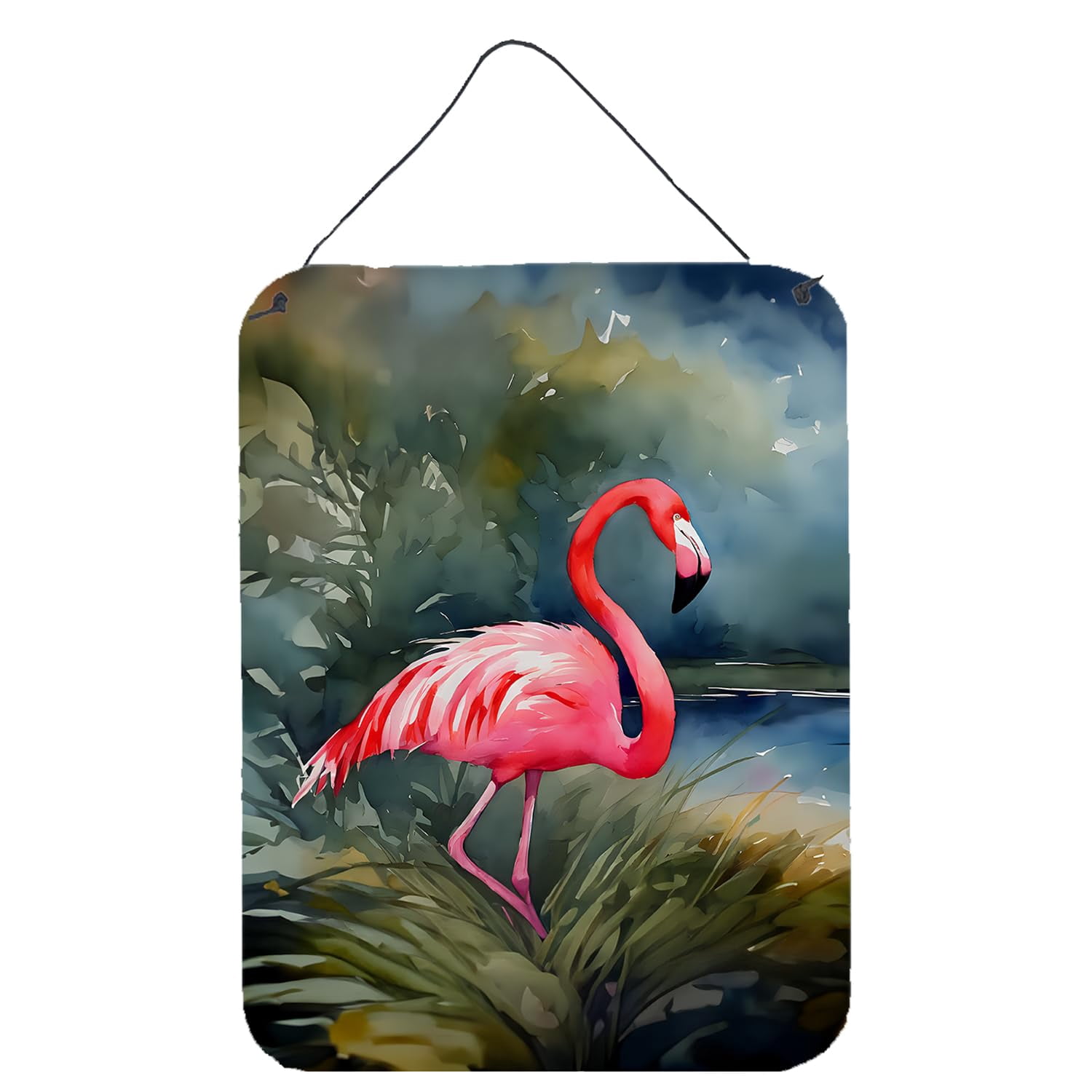 Caroline's Treasures Flamingo Wall or Door Hanging Prints Aluminum Metal Sign Kitchen Wall Bar Bathroom Plaque Home Decor Front Door Plaque, 12x16, Multicolor