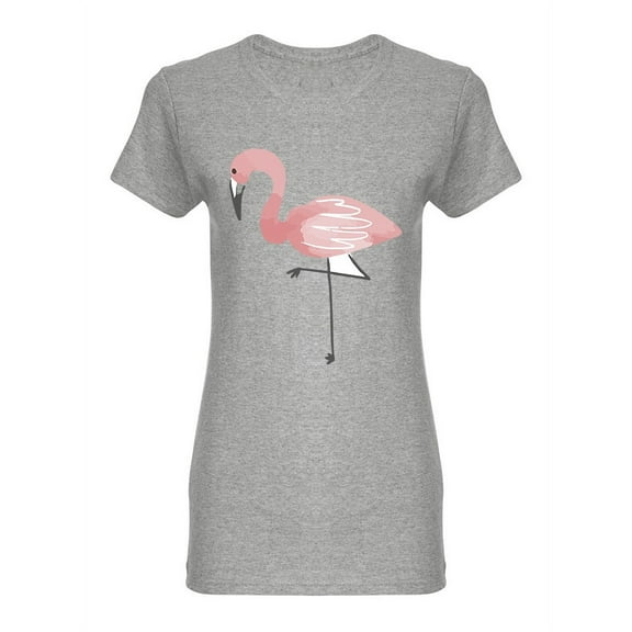 Flamingo Watercolor Style Shaped T-Shirt Women -Image by Shutterstock, Female Medium