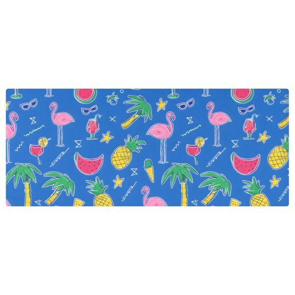 Flamingo Watermelon Pattern Stretch Fitted Tablecloth 2.5x6ft Elastic Wrinkle Resistant Cover