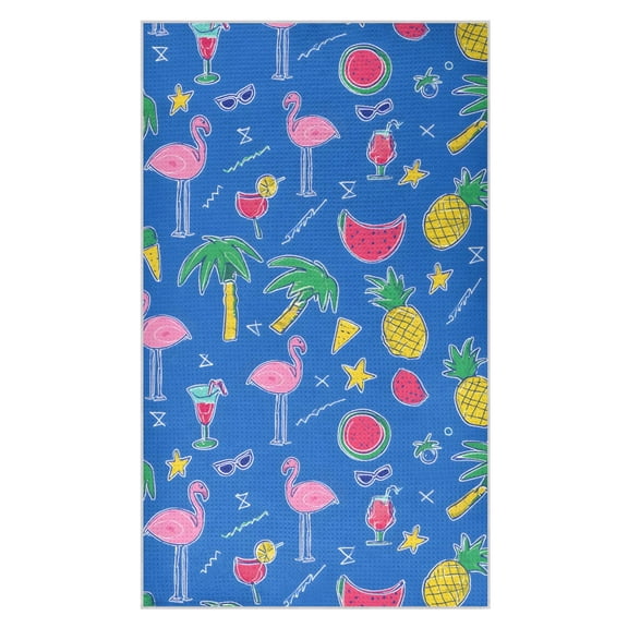 Flamingo Watermelon Pattern Waffle Kitchen Towels 18x30 in Soft Absorbent Quick Dry Dishcloths