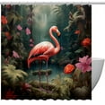 thumbnail image 1 of Flamingo Waterproof Printed Bathroom Curtain Set with Hooks - Stylish Bathroom Decoration, 1 of 5