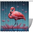 thumbnail image 1 of Flamingo Waterproof Shower Curtain Set with Hooks - Printed Bathroom Decoration - 3 Piece Curtain Set, 1 of 6