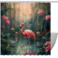 thumbnail image 1 of Flamingo Waterproof Shower Curtain Set with Hooks, Printed Design - Bathroom Curtains for Bathroom Decoration, 1 of 6