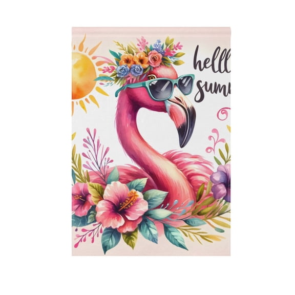 Flamingo Wearing Sunglasses Garden Flag House Banner 12" x 18" Double Sided Outdoor Yard Decoration