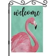 thumbnail image 1 of Flamingo Welcome Garden Yard Flag 12.5"x 18" Double Sided Polyester Pink Flamingos Warm House Flag Banners for Patio Lawn Outdoor Home Decor, 1 of 6