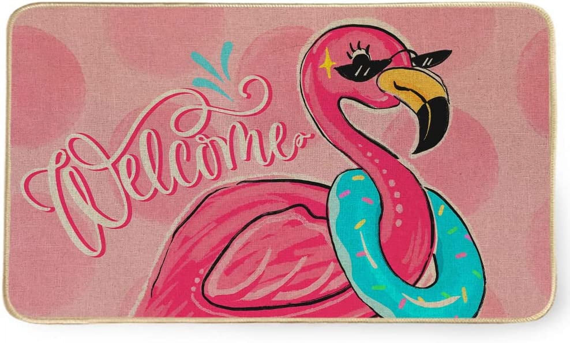 Flamingo Summer Front Door Mat Outdoor Waterproof Durable