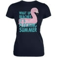 thumbnail image 1 of Flamingo What Up Beaches It's Flocking Summer Funny Pun Juniors Soft T Shirt Navy 2XL, 1 of 1