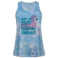 thumbnail image 1 of Flamingo What Up Beaches It's Flocking Summer Funny Pun Juniors Tie Dye Tank Top Multi LG, 1 of 1